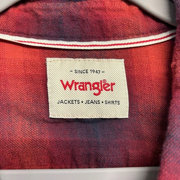 Wrangler Snap Front Cotton Shirt Red XXL Men's Plaid Check - Picture 3 of 6